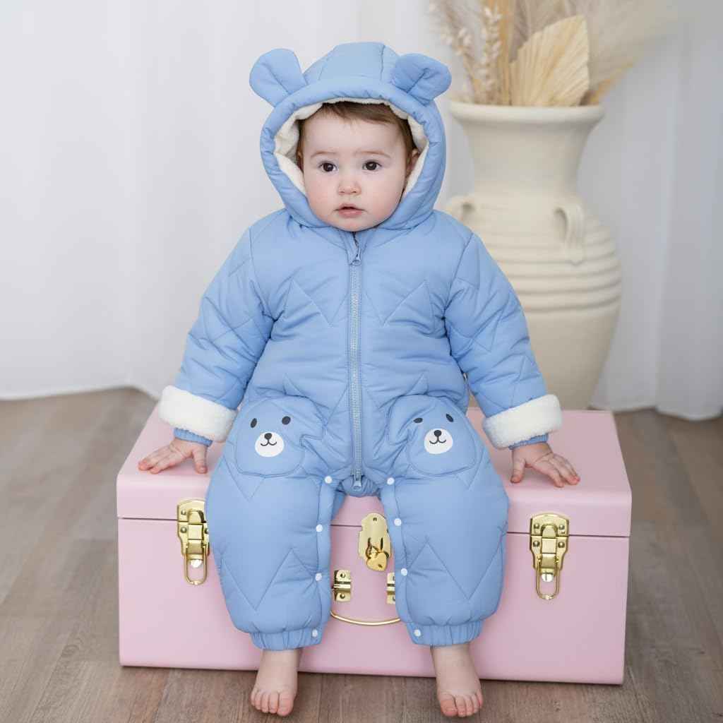 JiAmy Baby Snowsuit, Baby Boys Girls Winter Jumpsuit Romper Newborn Snow Overall 0-12 Months
