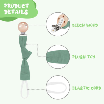 Vicloon Schnullerkette Baumwolle,3 Stück Schnullerkette Baby for Mädchen und Jungs,Baby Schnullerkette Clip Geschenk zum Baby -Bär