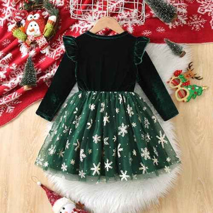 Weihnachtskleid Mädchen Baby Prinzessin Weihnachten Festkleider Partykleid Rundhalsausschnitt Herbst Winter Weihnachtsoutfit Sweatkleid A-Linie Kleinkind Rock Gedruckt Tüll Tutu