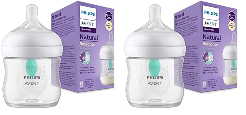 Philips Avent Babyflaschen Natural Response – 2x Babyflaschen mit AirFree Ventil, 125 ml, BPA-frei, für Neugeborene ab 0 Monaten (Modell SCY670/02) - Meloni2