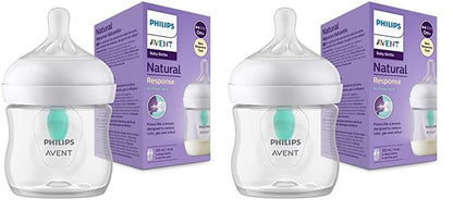 Philips Avent Babyflaschen Natural Response – 2x Babyflaschen mit AirFree Ventil, 125 ml, BPA-frei, für Neugeborene ab 0 Monaten (Modell SCY670/02) - Meloni2