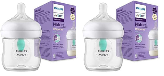 Philips Avent Babyflaschen Natural Response – 2x Babyflaschen mit AirFree Ventil, 125 ml, BPA-frei, für Neugeborene ab 0 Monaten (Modell SCY670/02) - Meloni2