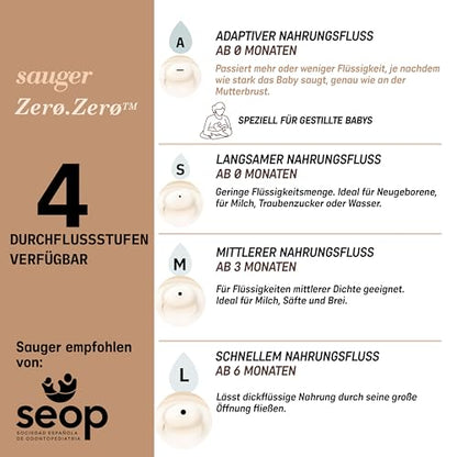 Suavinex, Anti-Colic Babyflasche Zero Zero,mit mittlerem Silikonsauger (M), für Babys ab 3 Monaten, Empfohlen für gestillte Babys und Flaschennahrung, 270 ml, Deep - Meloni2