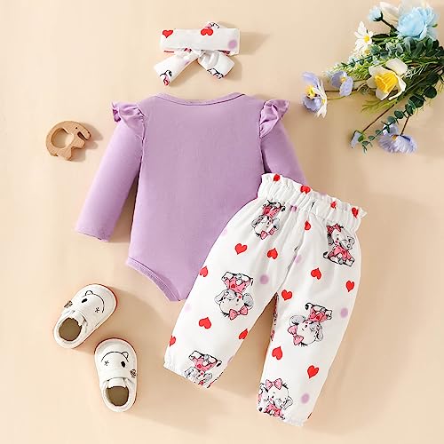 Kleinkind Mädchen Langarm Cartoon Drucke Strampler Körper Hosen Stirnbänder Outfits Baby Kleidung 6 Monate Junge Baby Dinge Für Mädchen