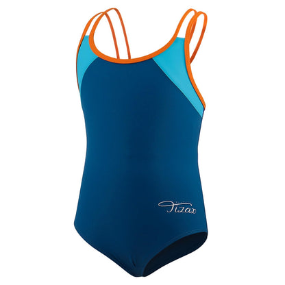 TIZAX Girls' One Piece Swimsuit Back Cross Multi Straps Kids Swimwear UPF 50+ Quick Drying Beach Bikini Swimwear