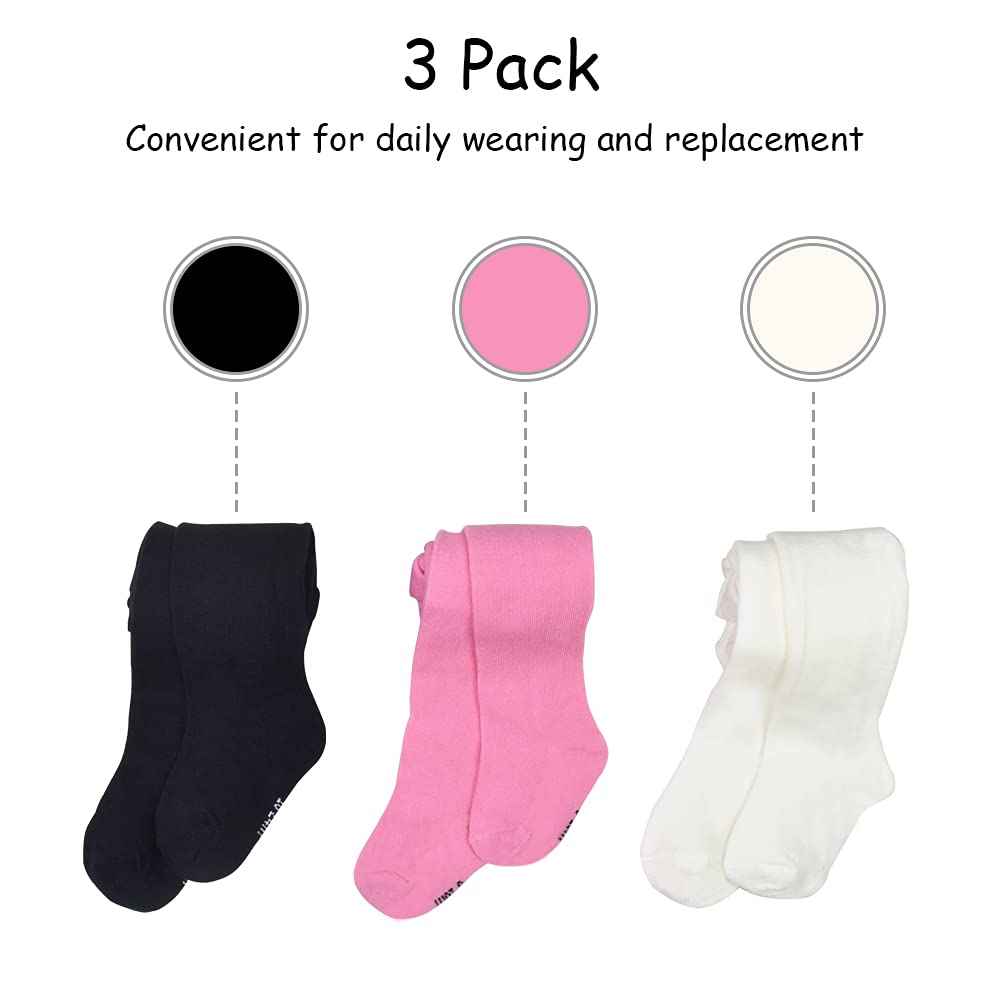 SPTRAMLE Baby Tights Girls Tights - 3 Pairs for Toddlers (0-2 Years) Cotton Tights, Baby Comfortable Breathable 9 Months 18 Months