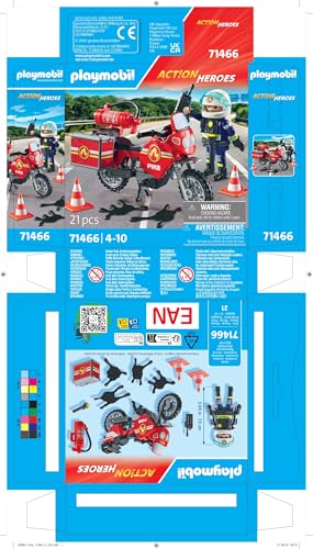 PLAYMOBIL Action Heroes 71464 Fire Boat with Aqua Scooter, Exciting Water Rescue, Includes Diving Goggles, Flippers and Life Jacket, Realistic Toy for Children from 4 Years