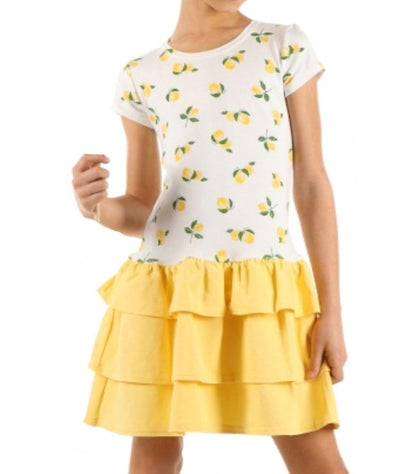 Dykmod Girls Dress Pleated Short Sleeve Long Sleeve Autumn Winter Dresses for Children Festive Winter Dress Flowers Spring Summer Made of Cotton 