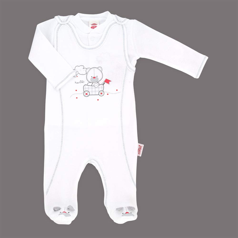 Makoma Baby Erstausstattung Strampler-Set mit Langarmshirt für Säuglinge & Neugeborene Jungen und Mädchen (50 – 74)