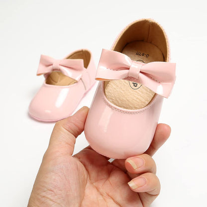 MASOCIO Babyschuhe für Mädchen mit Schleife – Rutschfeste Party Ballet Flats für Kleinkinder