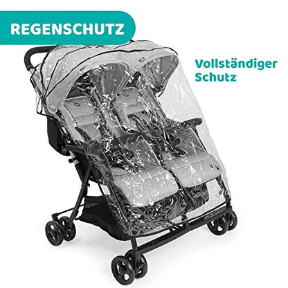 Chicco OHlalà Twin Twin Pushchair from Birth to 15 kg, Pram for Twins and Siblings, Adjustable Foldable Twin Buggy, Rain Cover and Extendable Hood