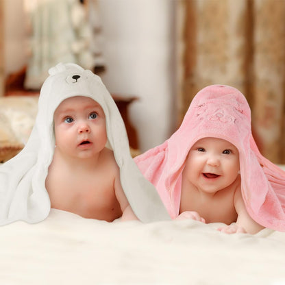Aolso Hooded Towel Baby, 80 x 80 cm Baby Towel Hood, Baby Wash Cloth, Coral Fleece Baby Towel with Hood for Newborns, Soft and Super Absorbent, Unisex (Grey Elephant)