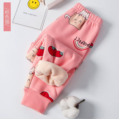 Thermohose für Kinder, warme Thermo-Leggings, elastische Taille, gefütterte Jogginghose mit Fleece, Winterhose für Mädchen 2-13 Jahre alt