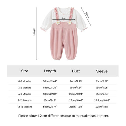 gurcooc Newborn Baby Girl Romper Ribbed Long Sleeve Bodysuit Floral Ruffle Jumpsuit Onesie Outfit Set, 0-18 Months