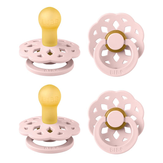 BIBS Boheme Schnuller 4er-Pack. BPA-frei, Kirschform Nippel. Naturkautschuk/Latex, Hergestellt in Dänemark. Größe 1/2, (0-6 Monate/6-18 Monate), (4er Pack), Vanilla Mix - Meloni2