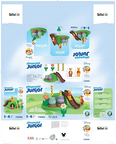 PLAYMOBIL Junior Disney Winnie the Pooh & Tiggers Bee Garden Sustainable Toy Made of Bio-Based Plastics for Children from 1 Year 71694
