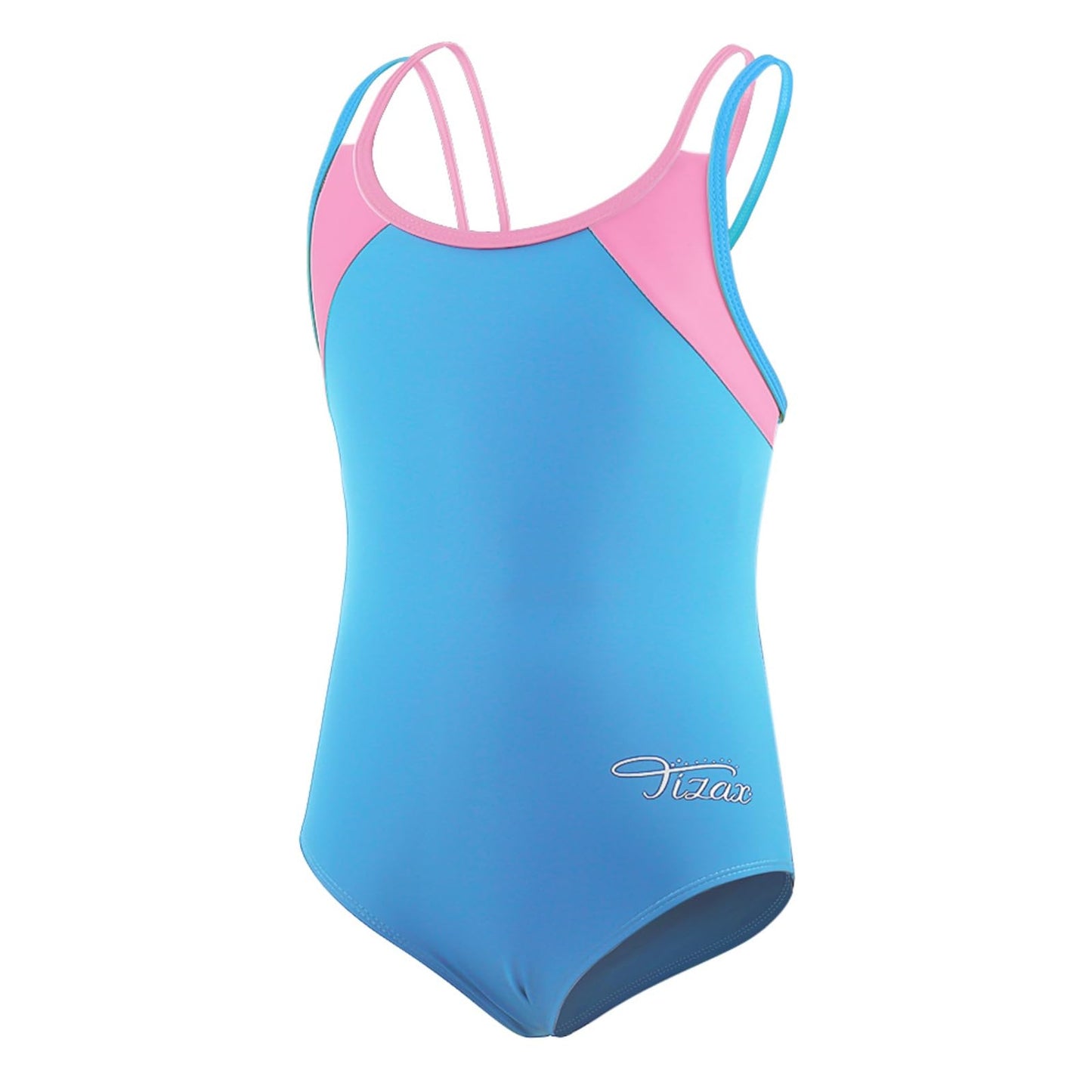 TIZAX Girls' One Piece Swimsuit Back Cross Multi Straps Kids Swimwear UPF 50+ Quick Drying Beach Bikini Swimwear