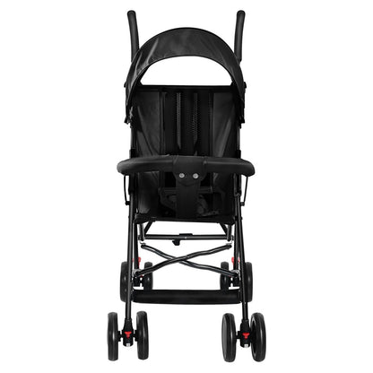 Buggy für Babys, ultraleicht, kompakt, faltbar und neigbar, von Geburt bis 25 kg, mit Trolley-System, Regenschutz inklusive, ausziehbarer Haube, C-schwarz