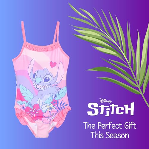Disney Girls Stitch Swimsuit Rainbow One Piece Swimsuit for Girls Sizes 3 to 8 Years