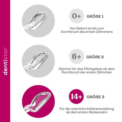 dentistar Silikon Schnuller 2er-Set – Größe 3, ab 14 Monate – Zahn- & kieferfreundlicher Nuckel mit Dental-Stufe – BPA-frei – Made in Germany - Trecker & Bagger