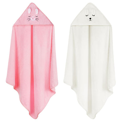 Aolso Hooded Towel Baby, 80 x 80 cm Baby Towel Hood, Baby Wash Cloth, Coral Fleece Baby Towel with Hood for Newborns, Soft and Super Absorbent, Unisex (Grey Elephant)