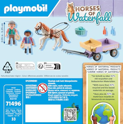 PLAYMOBIL Horses of Waterfall 71496 Pony Carriage, Magical Trip with the Pony, Exciting Adventures at the Waterfall Ranch, Detailed Toy for Children from 4 Years