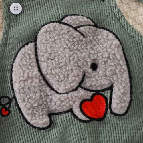 MAHUAOYIXI Toddler Baby Boys Outfits Newborn Baby Boys Clothing Embroidery Elephant Jumpsuits Dungarees Suspender Pants and Hat Infant Boys 2-Piece Clothing Set