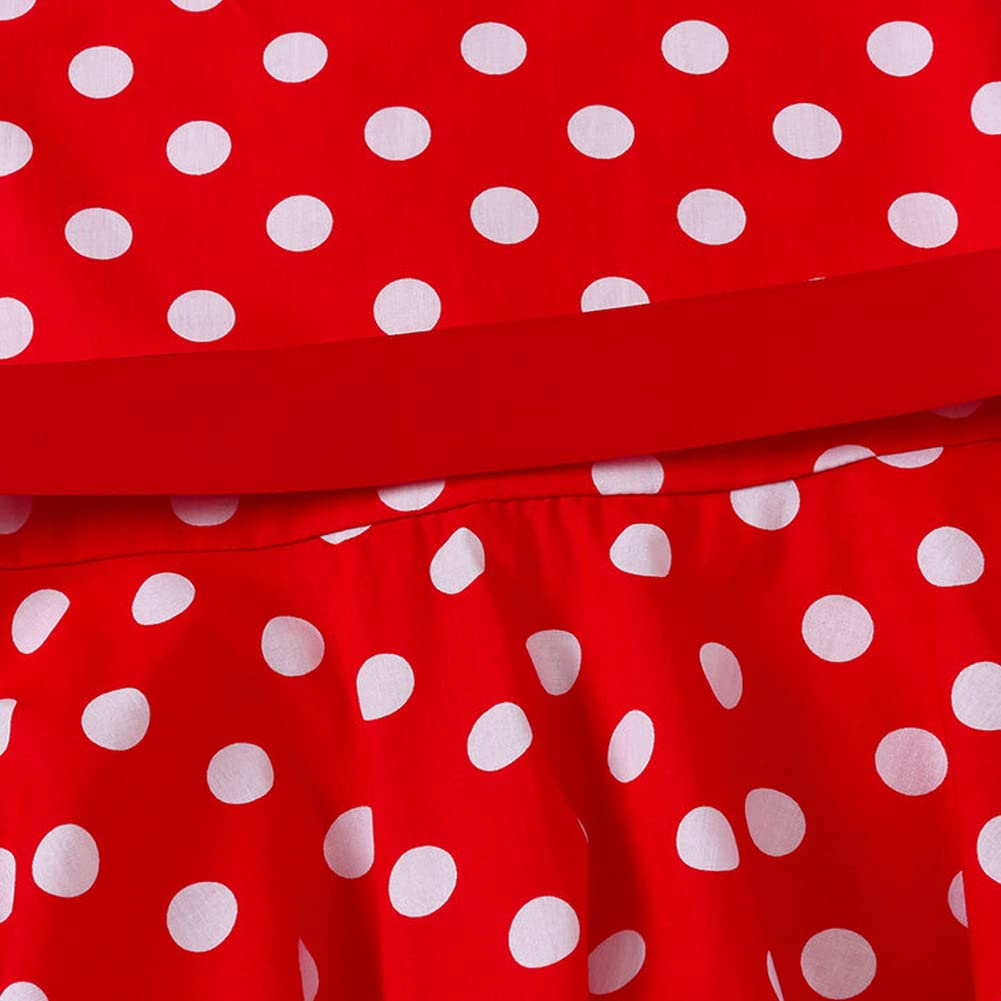 FYMNSI Girls Vintage 1950s Rockabilly Dress Party Dresses Retro Polka Dot Floral Pattern A-Line Party Dresses Pleated Skirt Knee Length for 4-12 Years 