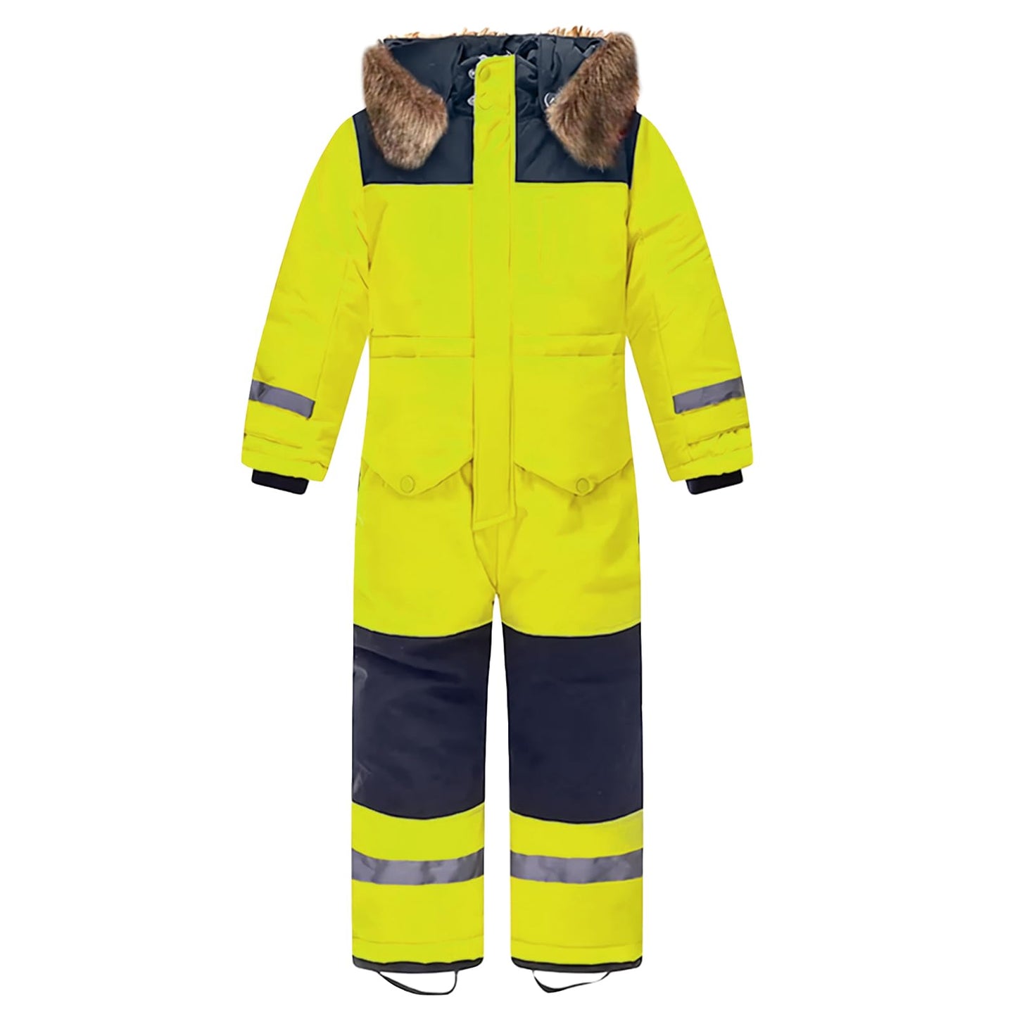 L SERVER Children's Ski Suit Boys with Hood Windproof Waterproof Snow Overall Girls Warm Snowsuit Thicker Ski Overall with Reflective Stripes