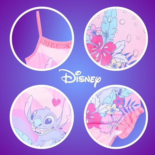 Disney Girls Stitch Swimsuit Rainbow One Piece Swimsuit for Girls Sizes 3 to 8 Years