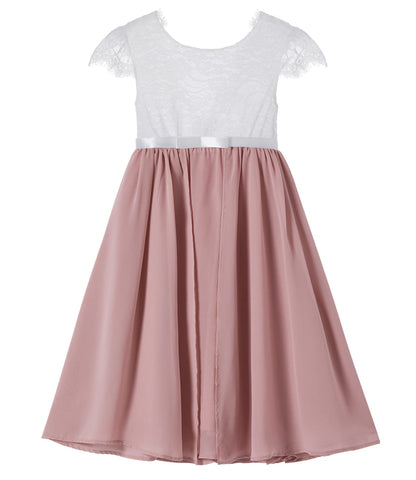 Beganly Mädchen Festtagskleider Spitze V-Rücken Kleid ärmellos Flauschig Tüll Prinzessin Partykleid Blumenmädchen Kleider