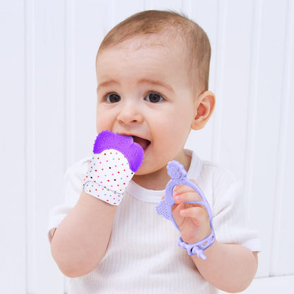 Vicloon Baby Beißhandschuhe mit Beißring Spielzeug, Weicher Beissring Baby,BPA Frei,Beruhigen Sie wundes Zahnfleisch,Handschuhe Beißring Spielzeug für 0-6 Monate Baby-Blau