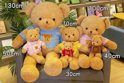 TROYSINC Teddy Bear Soft Fur Teddy Bear with Hood Paw Print Plush Toy Cuddly Toy Stuffed Toy Gift (Red, 30 cm)
