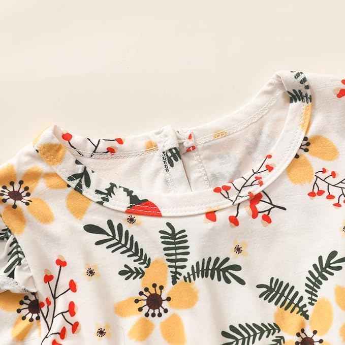 Juflam Baby Mädchen Kleidung Bow Floral Rüsche Langarm Top+ Hosen+Stirnband 3Pcs Bekleidungssets