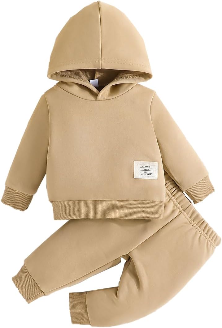 LUVCES Kleinkind Baby Jungen Outfits Langarm Daddy’s Mini Kapuzenpullover Sweatshirts + Hosen 2-teiliges Herbst Winter Frühling Kleidungsset