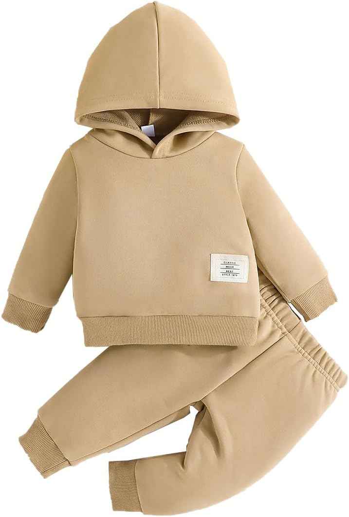 LUVCES Kleinkind Baby Jungen Outfits Langarm Daddy’s Mini Kapuzenpullover Sweatshirts + Hosen 2-teiliges Herbst Winter Frühling Kleidungsset