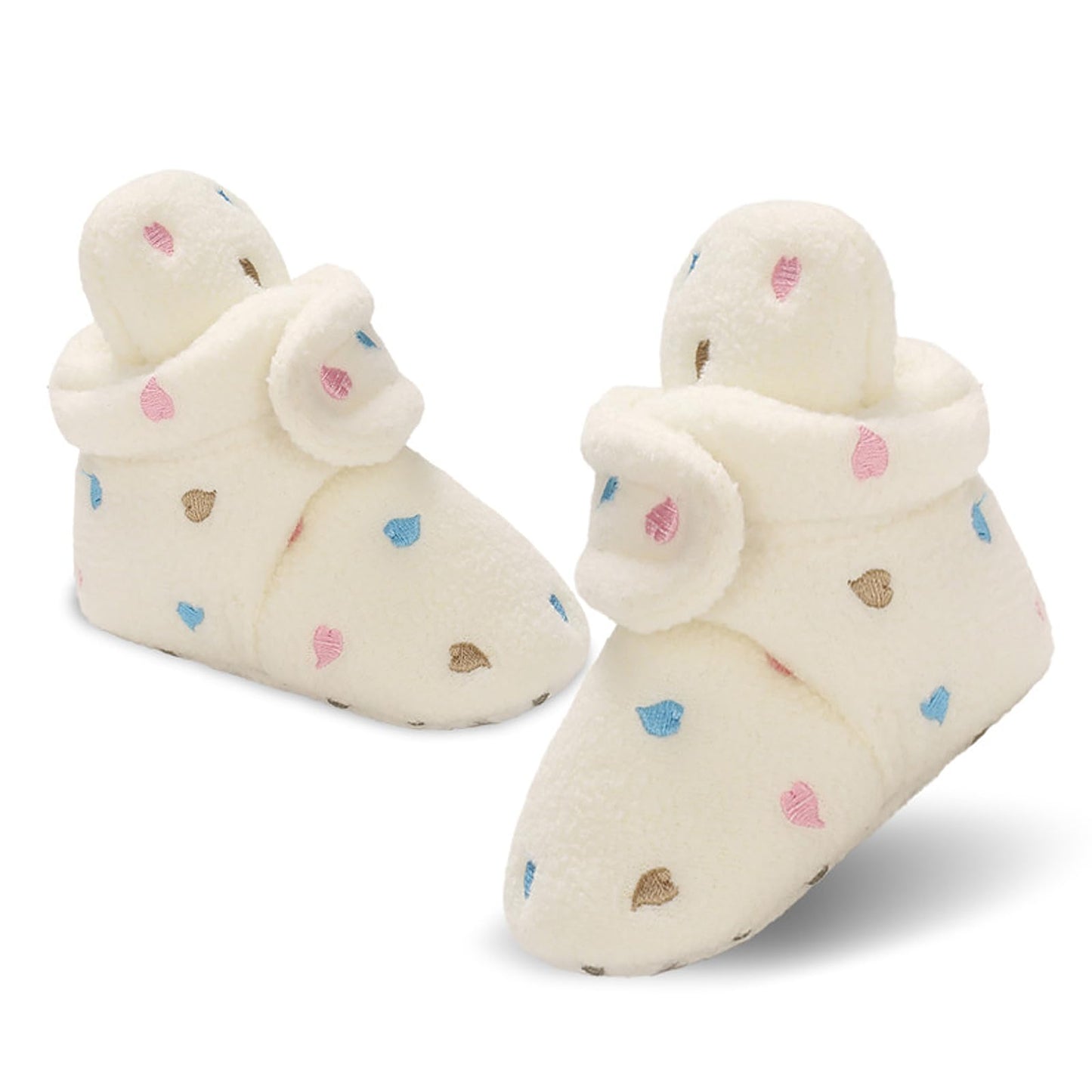 Newborn Warm Winter Booties, Organic Cotton Lining and Non-Slip Stripes, Booties, Sock Shoes for Winter with Soft Sole, Crawling Shoes, Size 0 - 18 Months, Baby Boys and Girls, Prewalker and Toddler Shoes