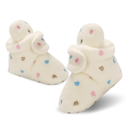 Newborn Warm Winter Booties, Organic Cotton Lining and Non-Slip Stripes, Booties, Sock Shoes for Winter with Soft Sole, Crawling Shoes, Size 0 - 18 Months, Baby Boys and Girls, Prewalker and Toddler Shoes