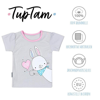 TupTam Baby Mädchen Kurzarm T-Shirt Gemustert Bunt 5er Set