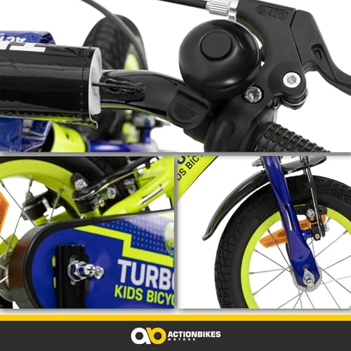 Actionbikes Kinderfahrrad Turbo | 12 16 Zoll - V-Brake Bremsen - Fahrrad für Kinder von 2-7 Jahren - Schutzblech v. / h - Kinder Fahrrad für Mädchen & Jungen - Fahrräder - Bicycle - Kinderrad - Bike - Meloni2