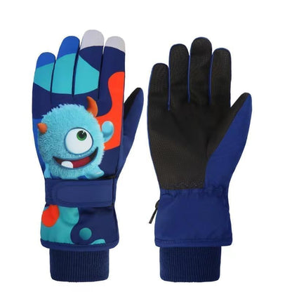FAYHIJUN Children's Winter Snow Gloves Ski Gloves for 1-13 Years Girls Boys PU Palm Waterproof Windproof Warm Fleece Winter Gloves Cycling Gloves