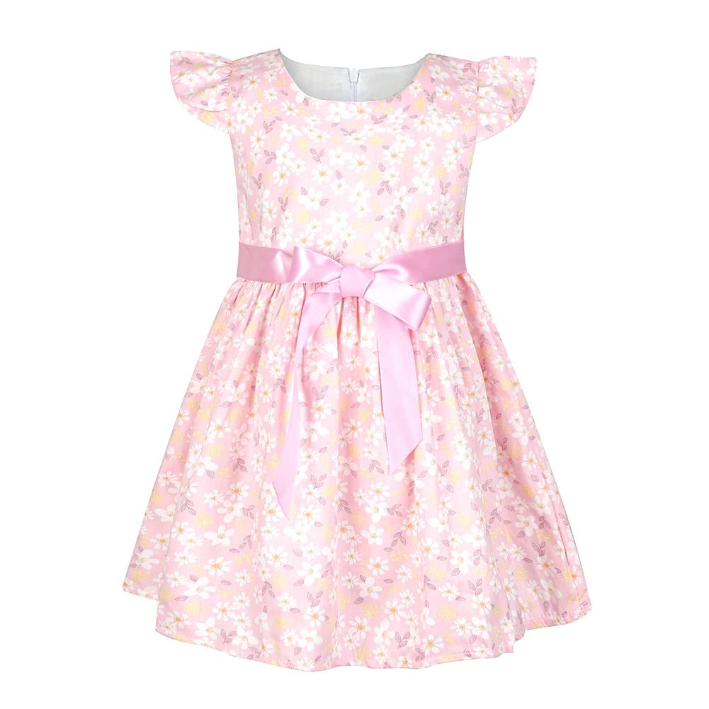 SMILING PINKER Girls Dress Cotton Flower Summer Party Girls Dresses