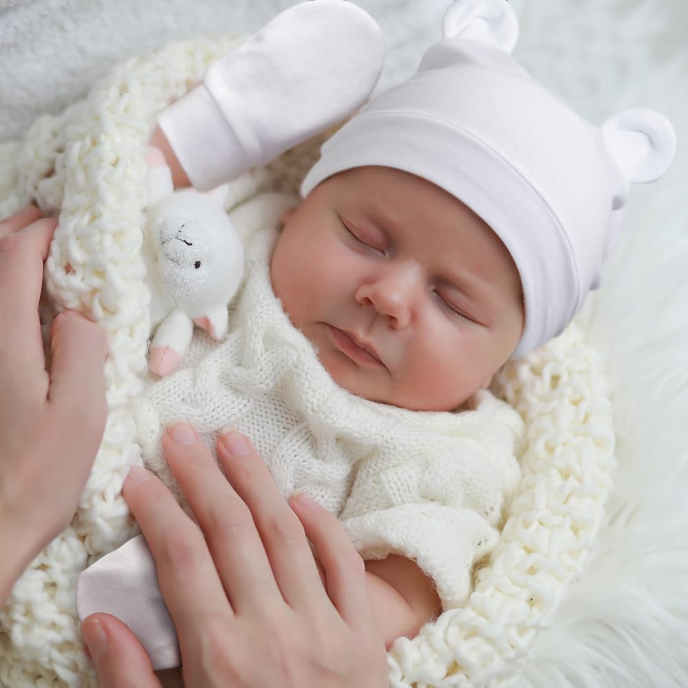 DRESHOW Neugeborenes Baby Mütze Hut und Handschuhe Set Beanie Bekleidung Unisex Infant Hut Kindergarten Mütze Baby Jungen Mädchen 0-6 Monate