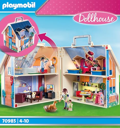 PLAYMOBIL | Dollhouse |Spielzeug für Kinder ab 4 Jahren | Mitnehm-Puppenhaus mit Griff | 70985