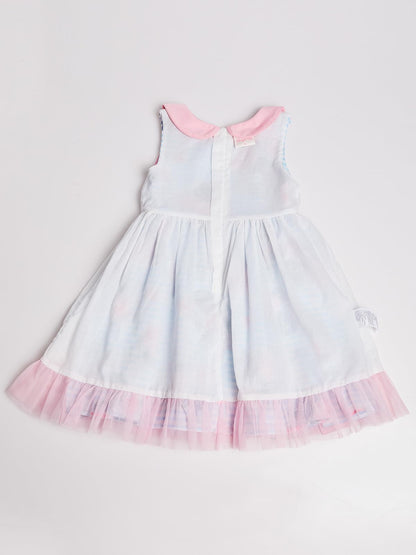 BONNY BILLY Mädchen Kleider Ärmellos Sommer Freizeit Gestreift Blumen A-Linie Kinder Kleid mit Kragen