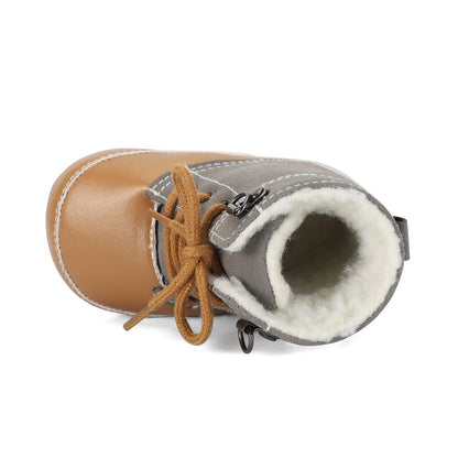 LACOFIA Baby Boys Cowboy Winter Boots Toddler Non-Slip Laces Snow Boots