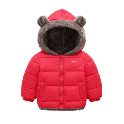 Natashas Baby Children's Winter Jacket Coat with Hood Jacket Warm Baby Cute Plush Bear Ears Boys Girls Cotton Jacket
