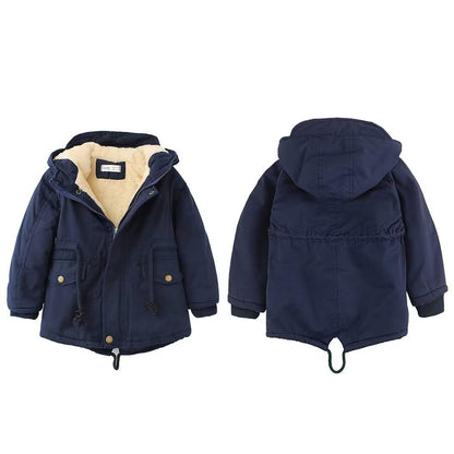 linboo Children's Winter Jacket Boys Girls Warm Lined Blouson Hoodie Thick Coat Parka Baby Winter Coats