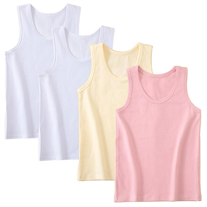 Lohhbve 4er-Pack Klassische, solide Camisole-Unterhemden für Kinder für 2–10 Jahre, Kleinkind-Mädchen, Baumwoll-Racerback-Tanktop, Multipack