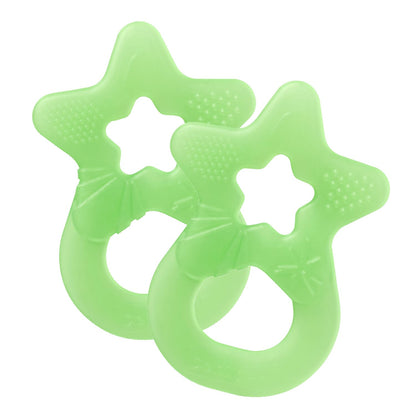 Dentistar Beißring 2er-Set – Teether für Babys & Kleinkinder ab 3 Monate – Baby Beißring mit Griff aus weichem Material zur Zahnungshilfe & Massage – Made in Germany – Pink & Lila